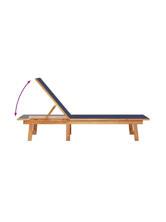 Liegestuhl Hölzernes mit Kissen Blau mit Tisch 170x66x33.5cm.