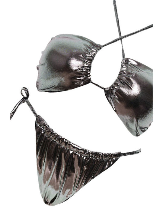 Acqualina Clothing Padded Bikini Set Top & Slip Bottom Metallic 60152/3