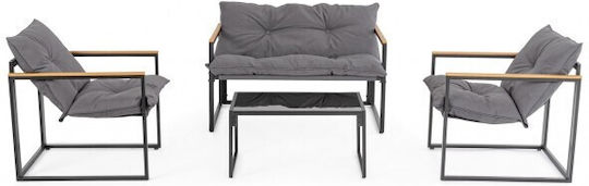 Garten- und Outdoor-Möbelsets Wohnbereich 4 Stück Schwarz