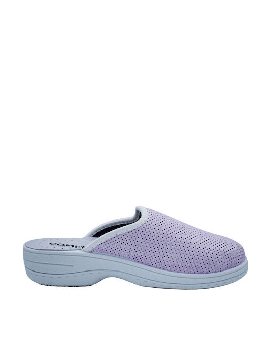 Comfy Anatomic Γυναικεία Δερμάτινα Ανατομικά Σαμπό Μωβ