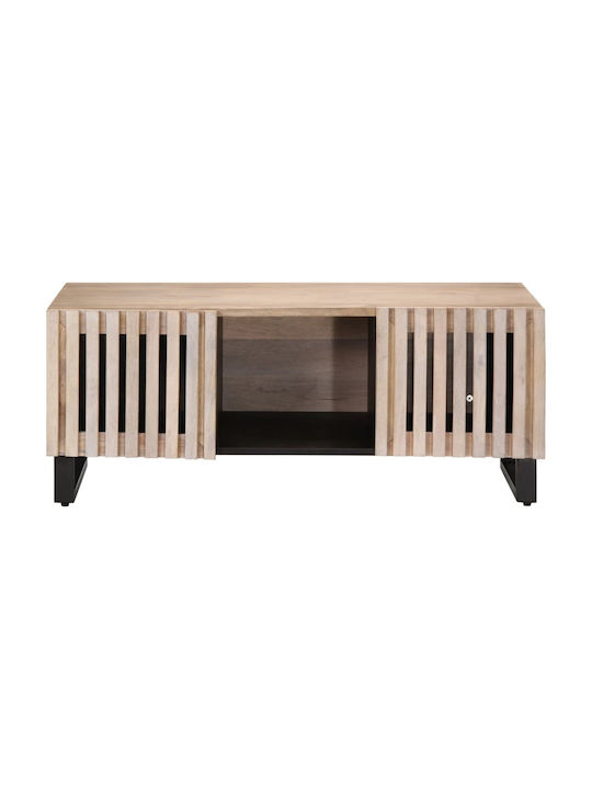 Rectangular Coffee Table made of Solid Wood White L100xW55xH40cm