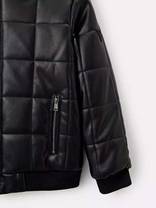 Kids Leather Short Coat Jblk Jet Black