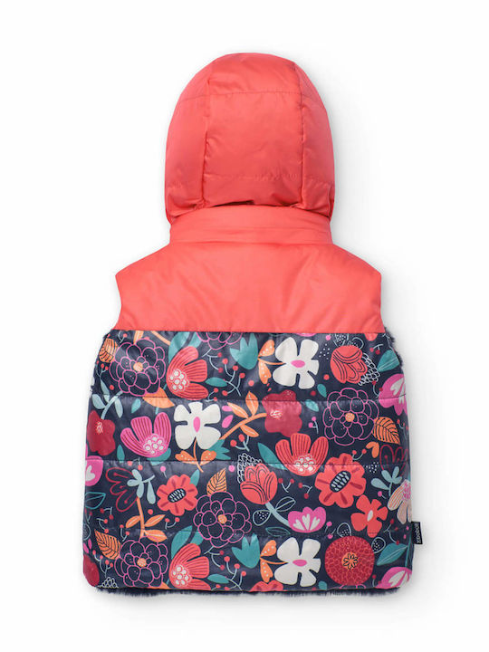 Kids' Fur Sleeveless Double Sided with Hood Floral