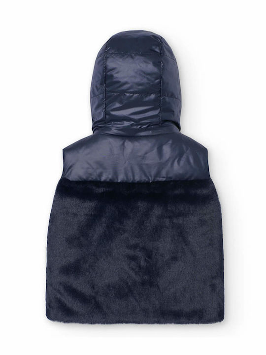Kids' Fur Sleeveless Double Sided with Hood Floral