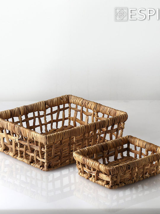 Set of Decorative Baskets Straw Beige 20x15x6.5cm 3pcs Espiel