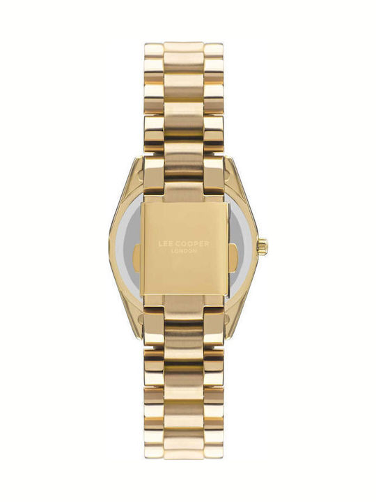 Lee Cooper Crystals Γυναικείο Ρολόι 30mm Μπαταρίας με Χρυσό Μεταλλικό Μπρασελέ