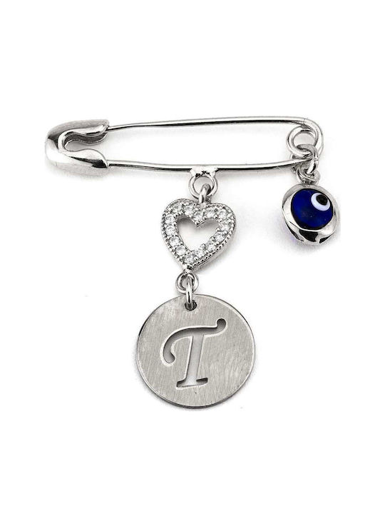 Goldsmith Child Safety Pin Μονόγραμμα made of Silver