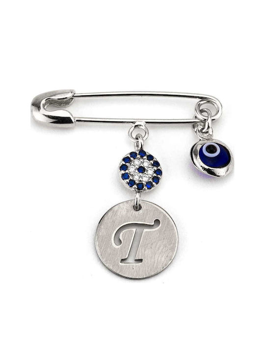 Goldsmith Child Safety Pin Μονόγραμμα made of Silver
