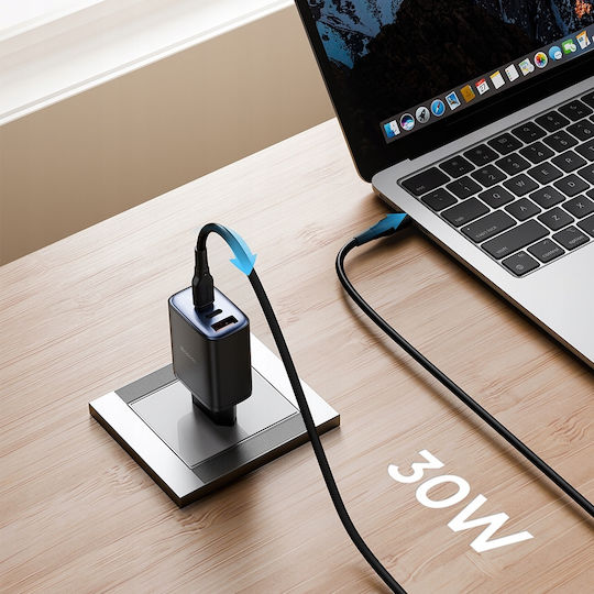 Mcdodo Ladegerät ohne Kabel GaN mit USB-A Anschluss und 2 USB-C Anschlüsse 30W Stromlieferung Schwarzs (CH-2180)