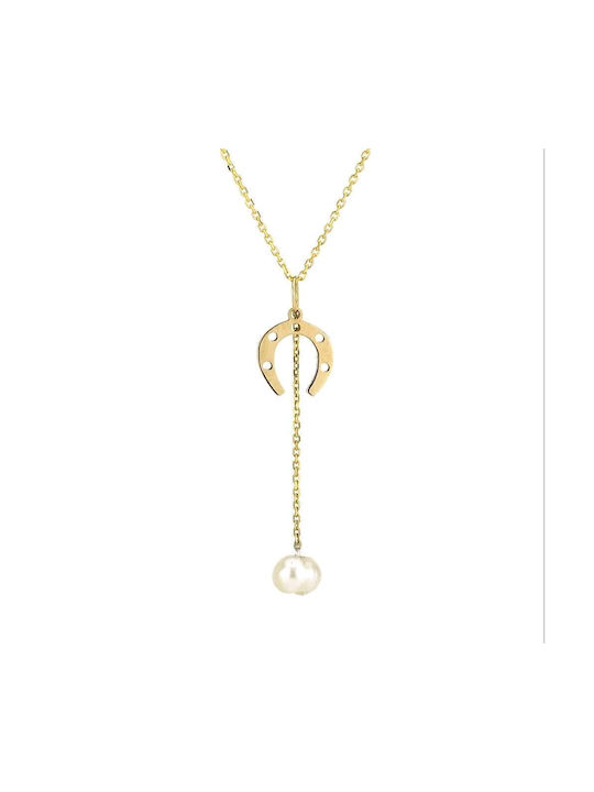 Goldsmith Necklace from White Gold 14K with Pearls