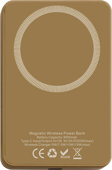 Boss Iconic MagSafe Power Bank 3000mAh με Θύρα USB-C Power Delivery Camel