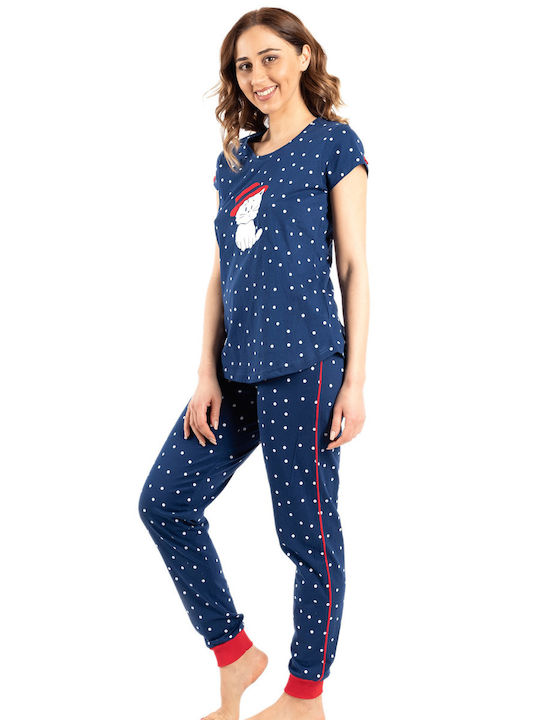 Vienetta Secret Summer Women's Cotton Pyjama Top Polka Dots