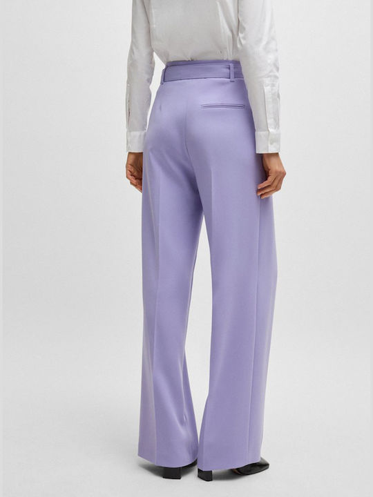 Hugo Boss Women's Fabric Trousers in Relaxed Fit Violet -