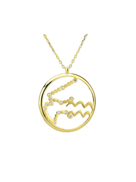 Goldsmith Necklace Zodiac Sign Aquarius from Pink Gold Plated Silver