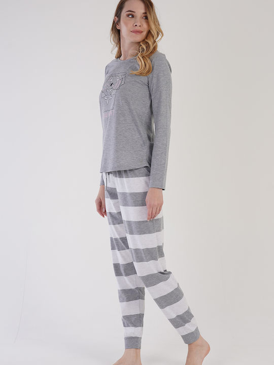 Vienetta Women's Winter Pyjamas "Good Night"-303153 Grey Melange