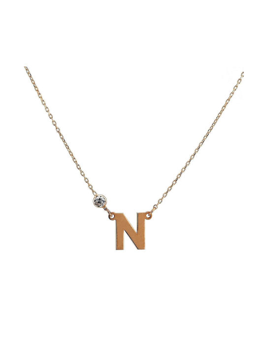 Goldsmith Necklace Monogram from Pink Gold Plated Silver with Zircon