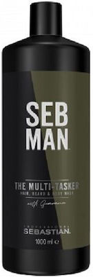 Sebastian Professional The Multi-tasker 3 In 1 Hair Beard And Body Wash Βath Wash for Men for Body & Hair 1000ml