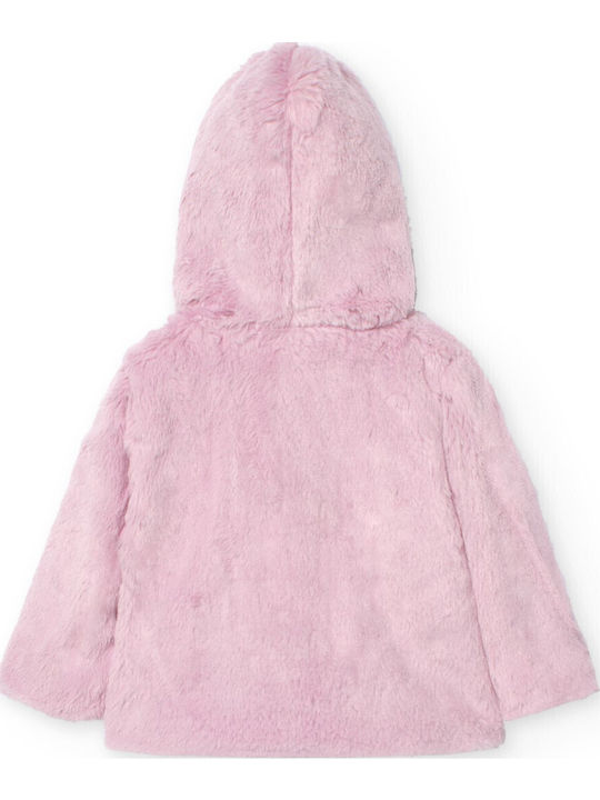 Kinderstrickjacke Gestrickt mit Kapuze Rosa