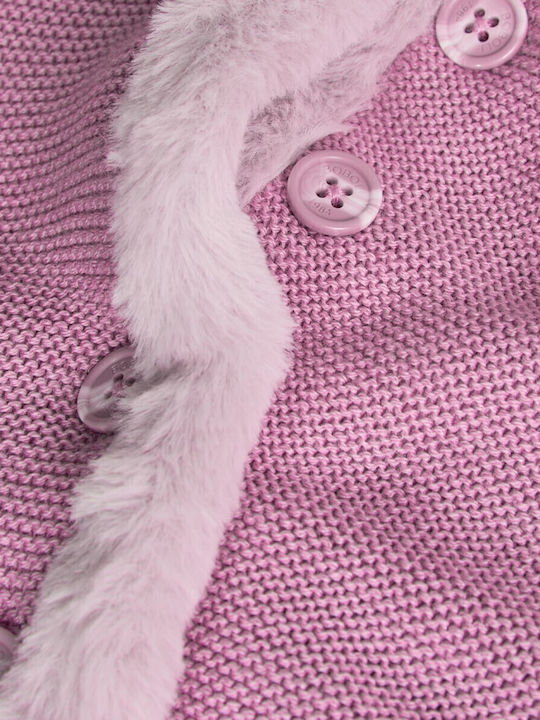 Kinderstrickjacke Gestrickt mit Kapuze Rosa