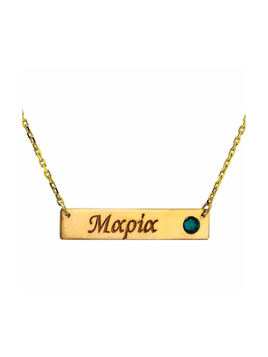 Goldsmith Necklace Name from Pink Gold Plated Silver with Zircon