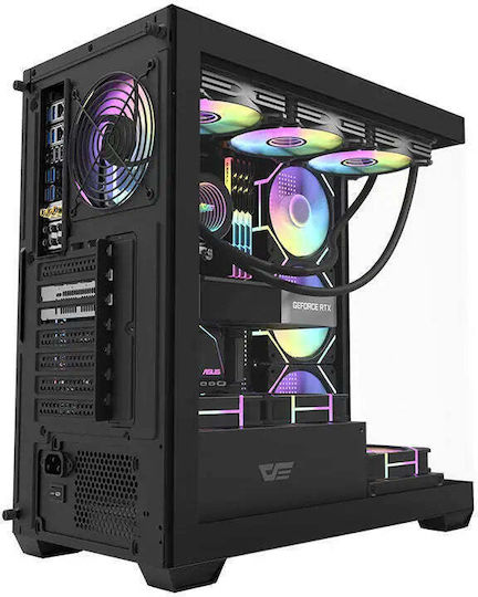 Darkflash DS900 + 7 ARGB Fans Gaming Midi Tower Κουτί Υπολογιστή με Πλαϊνό Παράθυρο Μαύρο