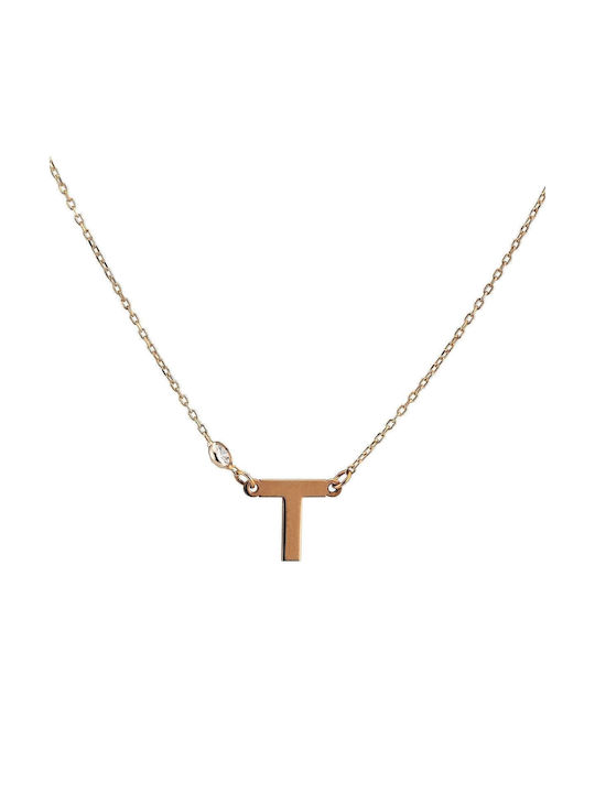 Goldsmith Necklace Monogram from Pink Gold Plated Silver with Zircon