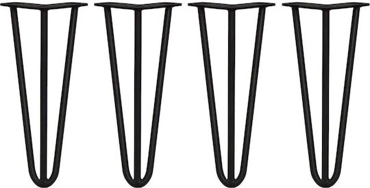 4 X Picioare de mobilier de 12" cu 3 gheare de 12 mm negre