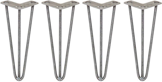 4 X 12" Hairpin Beine 3 Zinken 10mm Rohstahl