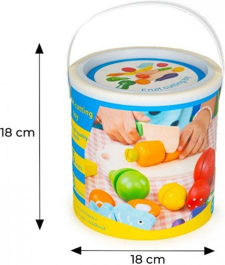 Ecotoys Joc cu fructe și legume din lemn 13buc