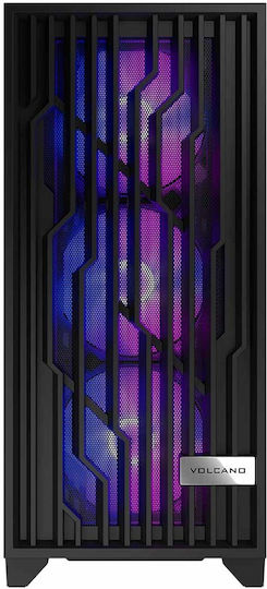 Modecom Volcano Perun Apex Gaming Midi Tower Κουτί Υπολογιστή με Πλαϊνό Παράθυρο και RGB Φωτισμό Μαύρο