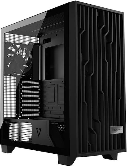 Modecom Volcano Perun Apex Gaming Midi Tower Κουτί Υπολογιστή με Πλαϊνό Παράθυρο και RGB Φωτισμό Μαύρο