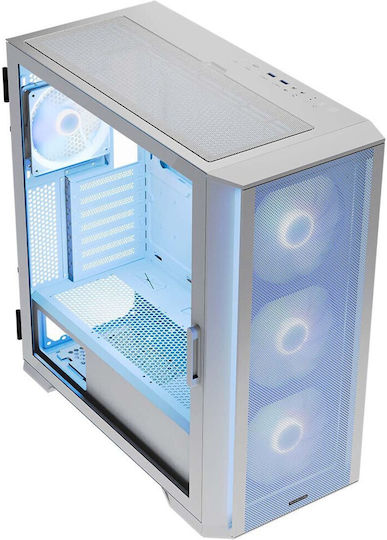 Modecom Horizon Flow Gaming Middle Tower Carcasă PC cu Deschidere Laterală și Sistem Iluminare RGB Albă