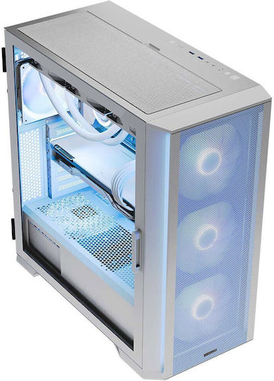 Modecom Horizon Flow Gaming Middle Tower Carcasă PC cu Deschidere Laterală și Sistem Iluminare RGB Albă