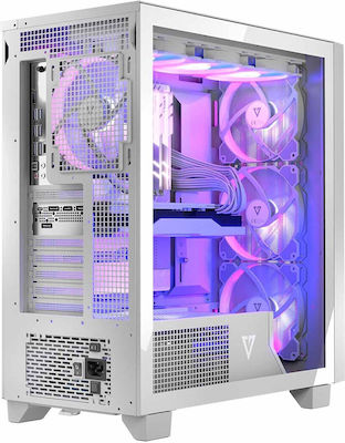 Modecom Volcano Perun Apex Gaming Midi Tower Computer Case with Window Panel and RGB Lighting White