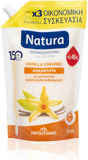 Papoutsanis Natura Vanilla Caramel Refill Liquid Soap with Panthenol & Vanilla 750ml