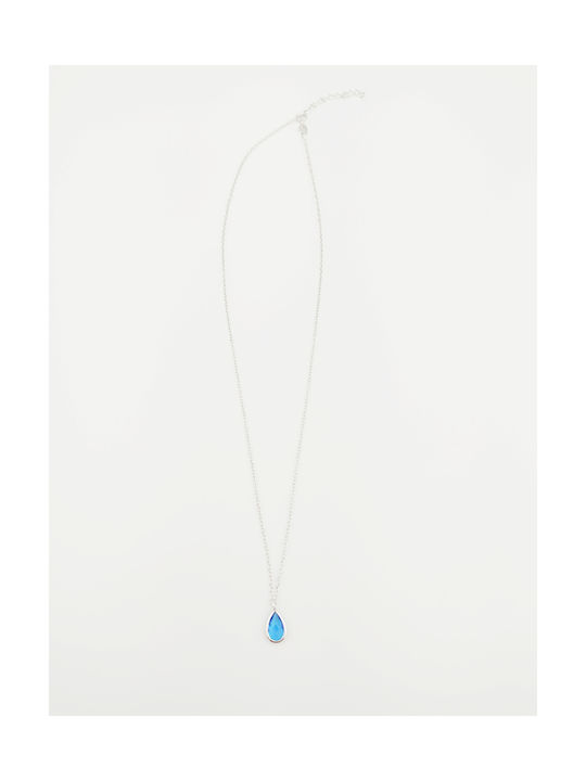 K230-1 Silver Tear Sapphire Blue Necklace