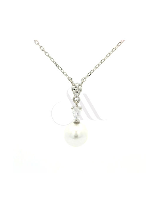 Necklace from Silver with Pearls & Zircon