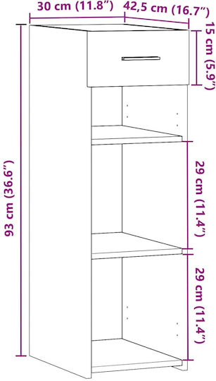 Βιβλιοθήκη Καφέ Δρυς 30x42.5x93εκ.