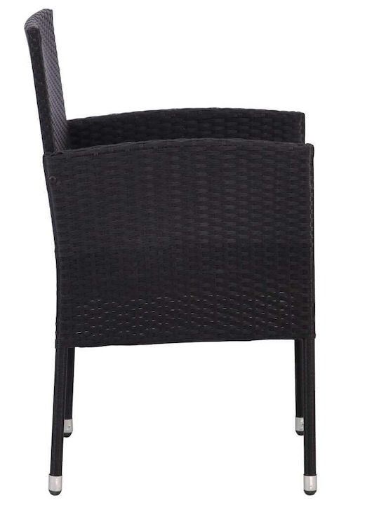Outdoor-Stuhl Rattan Black Velvet-Black Metal mit Kissen 2Stück 52x56x88εκ.