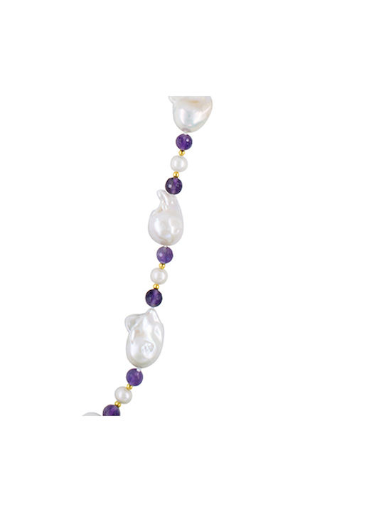 Necklace K14 Gold Elements Pearls Amethyst F125501