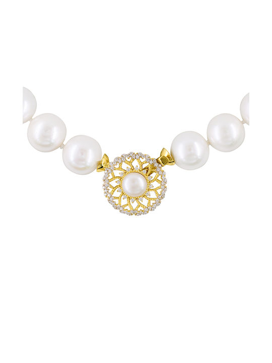 Necklace K14 Gold Handmade Clasp Pearls Zircon F125528