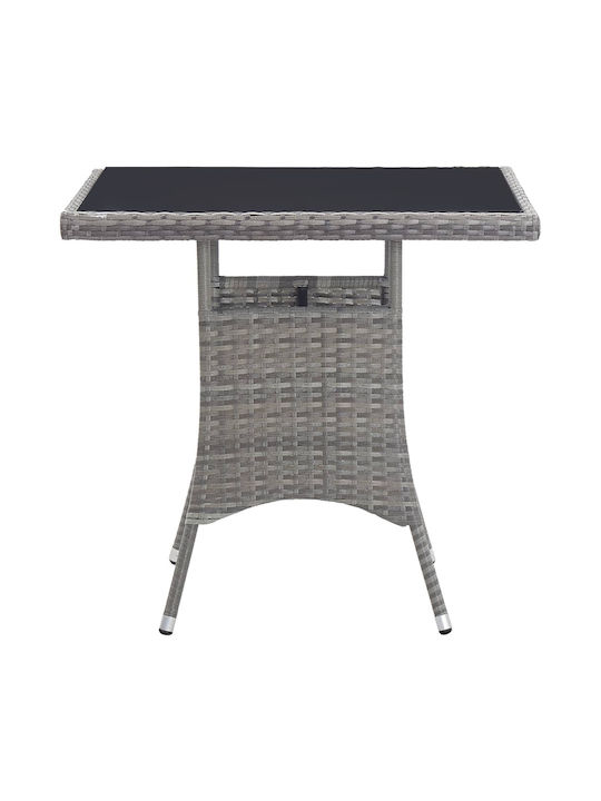 Outdoor Dinner Free Standing Rattan Table Natural 80x80x74cm