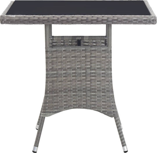 Outdoor Dinner Free Standing Rattan Table Natural 80x80x74cm