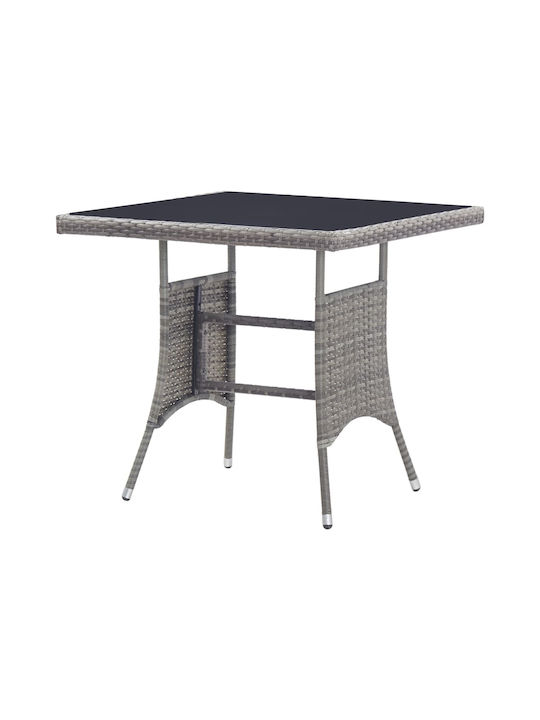 Outdoor Dinner Free Standing Rattan Table Natural 80x80x74cm