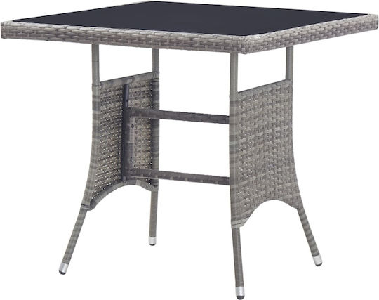Outdoor Dinner Free Standing Rattan Table Natural 80x80x74cm