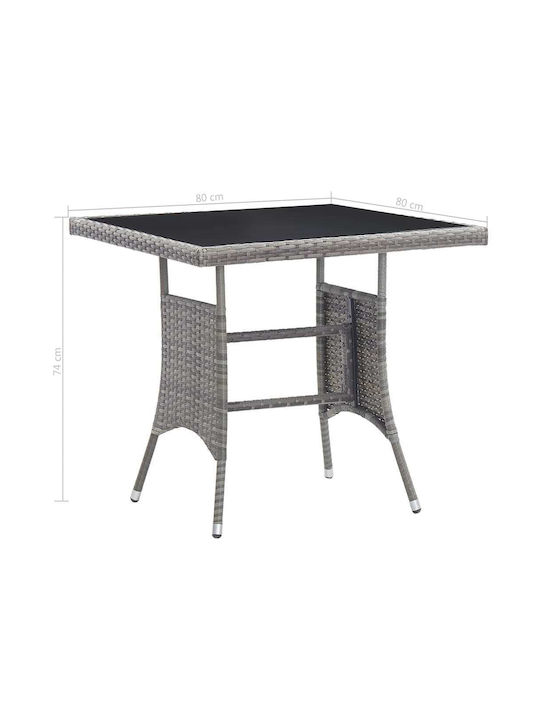 Outdoor Dinner Free Standing Rattan Table Natural 80x80x74cm