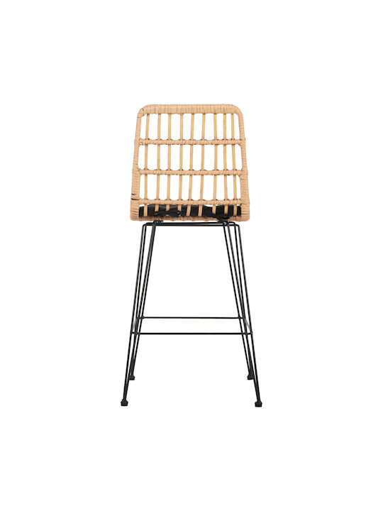 Gartenhocker Bar Außenbereich Rattan Allegra mit Kissen Schwarz-Beige 50x55x103cm