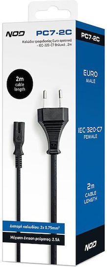 NOD Euro - IEC C7 Cable 2m Μαύρο 141-0248