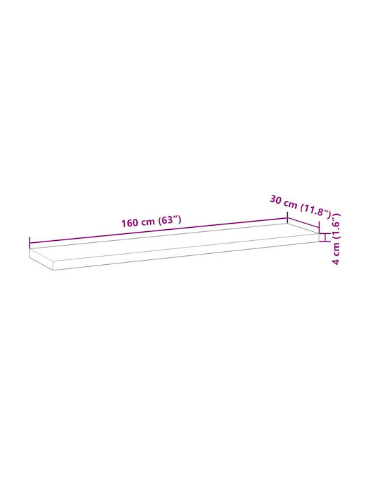 vidaXL Rechteckig Bücherregal aus Massivholz Acacia 160x30x4cm 3279467 1Stück