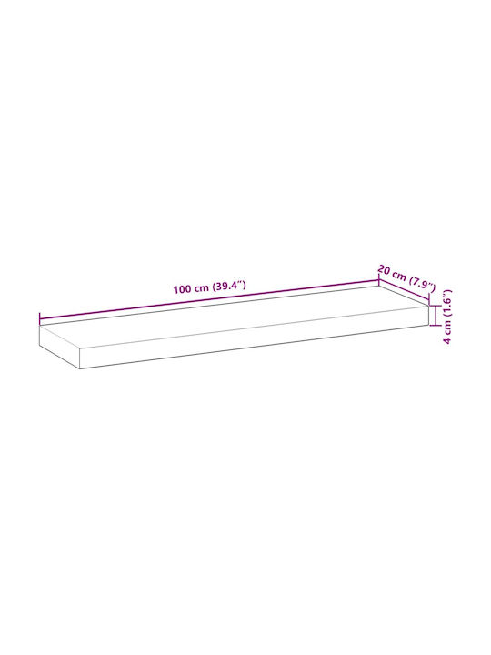 vidaXL Rectangular Bookcase Shelf made of Solid Wood Olive 100x20x4cm 3279587 1pcs